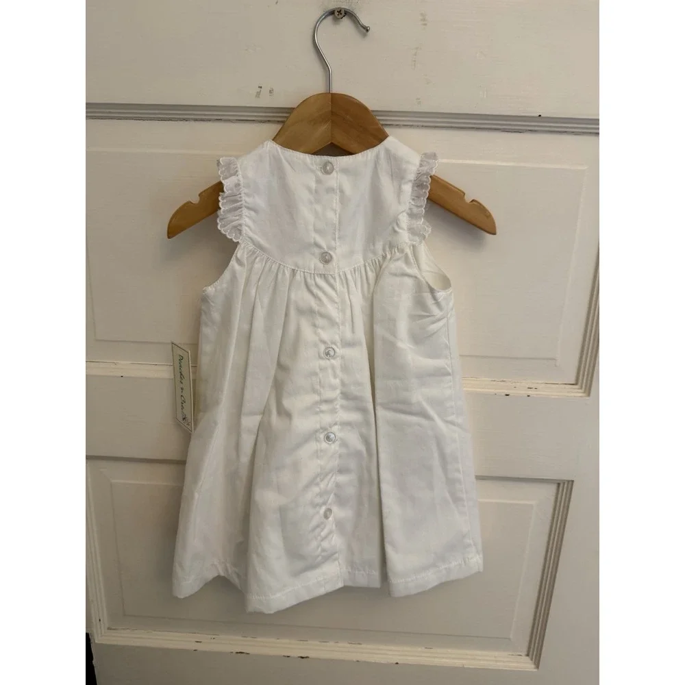 Peaches 'n Cream Baby Girls White Cotton‎ Dress Bloomers Size 18M New $64